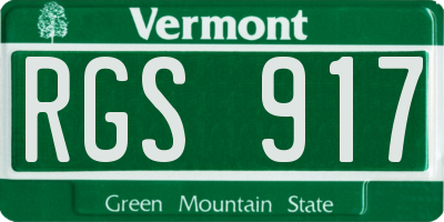 VT license plate RGS917