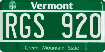 VT license plate RGS920