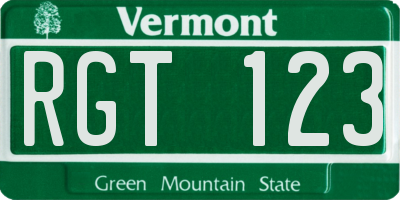 VT license plate RGT123