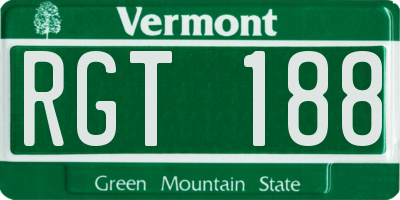 VT license plate RGT188