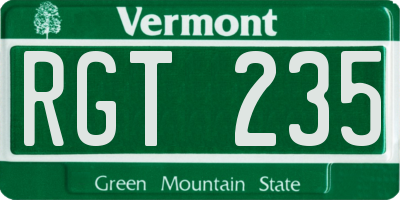 VT license plate RGT235
