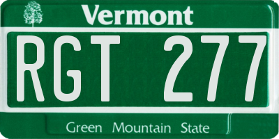 VT license plate RGT277