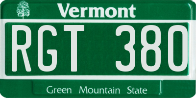 VT license plate RGT380