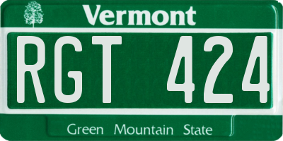 VT license plate RGT424