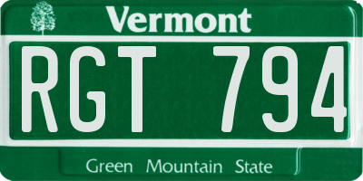 VT license plate RGT794