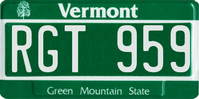 VT license plate RGT959