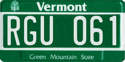 VT license plate RGU061