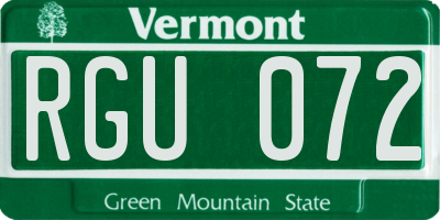 VT license plate RGU072