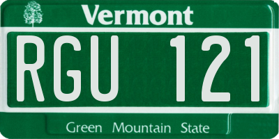 VT license plate RGU121
