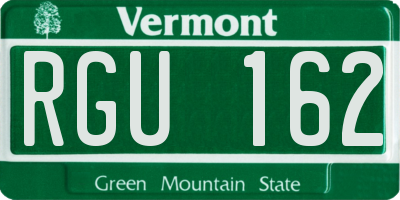 VT license plate RGU162