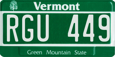 VT license plate RGU449