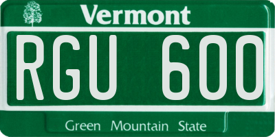 VT license plate RGU600