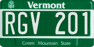 VT license plate RGV201