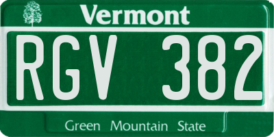 VT license plate RGV382