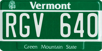 VT license plate RGV640