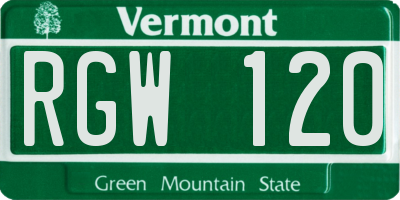 VT license plate RGW120