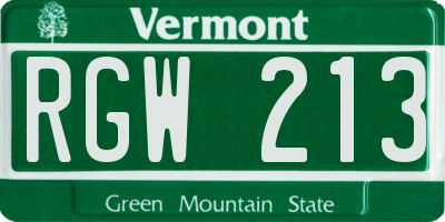 VT license plate RGW213