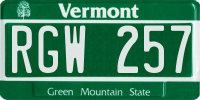 VT license plate RGW257