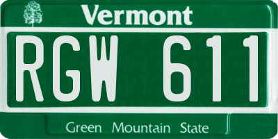 VT license plate RGW611