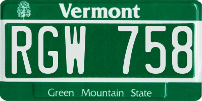 VT license plate RGW758