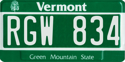 VT license plate RGW834