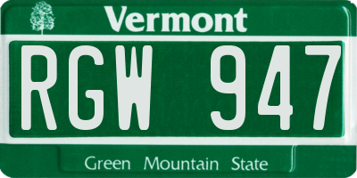 VT license plate RGW947
