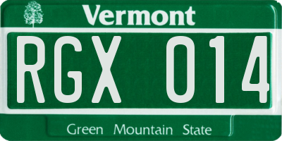 VT license plate RGX014