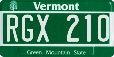 VT license plate RGX210