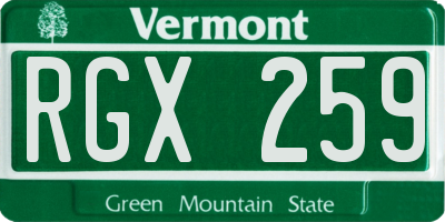 VT license plate RGX259