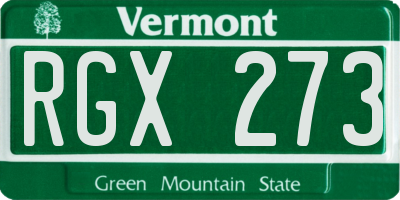 VT license plate RGX273