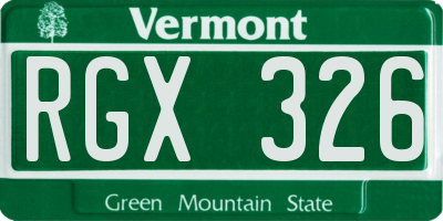 VT license plate RGX326