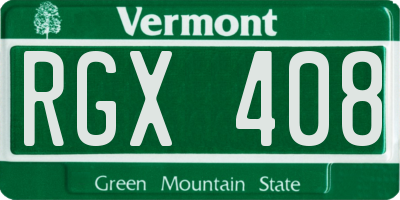 VT license plate RGX408