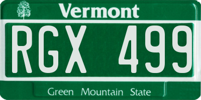VT license plate RGX499