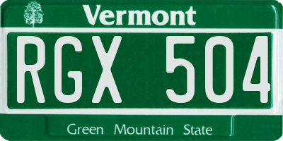 VT license plate RGX504