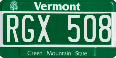 VT license plate RGX508