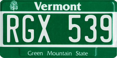 VT license plate RGX539