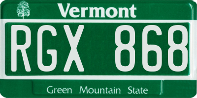 VT license plate RGX868