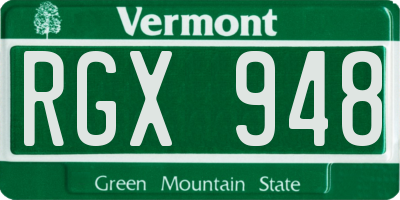 VT license plate RGX948