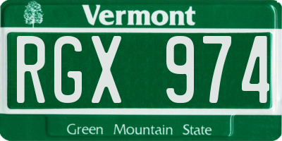 VT license plate RGX974