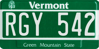 VT license plate RGY542
