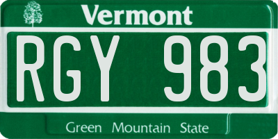 VT license plate RGY983