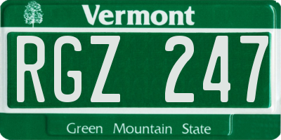 VT license plate RGZ247