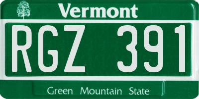VT license plate RGZ391