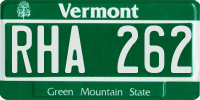 VT license plate RHA262