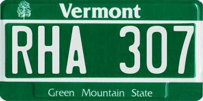 VT license plate RHA307