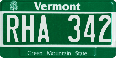 VT license plate RHA342