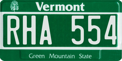 VT license plate RHA554