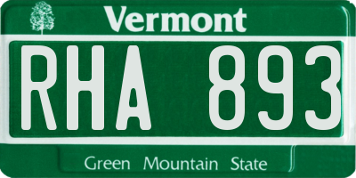 VT license plate RHA893