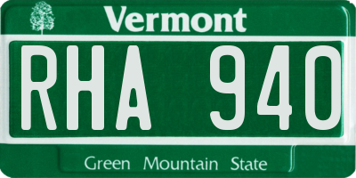 VT license plate RHA940