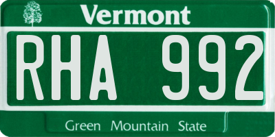 VT license plate RHA992